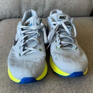 Nike Gray Lunar Glide 6 Sneakers with Yellow and Blue Accents